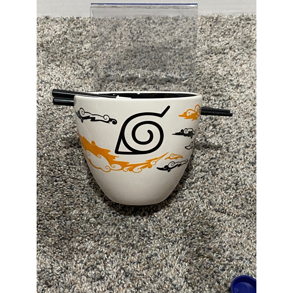Ramen Bowl Naruto Shippuden Unisex White Excellent Ceramic Chopsticks 16oz